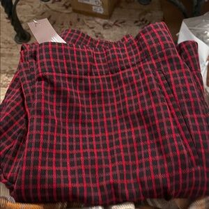 J Jill Red Plaid Pants- Large -NWT